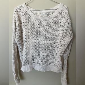 American Eagle Crochet Open knit Sweater Boho Neutral Long Sleeve Cream OffWhite
